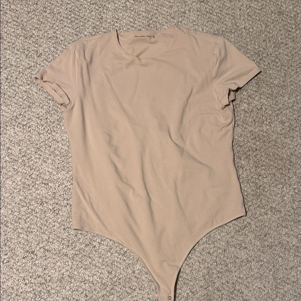 Abercrombie & Fitch Beige Short-Sleeve Bodysuit
